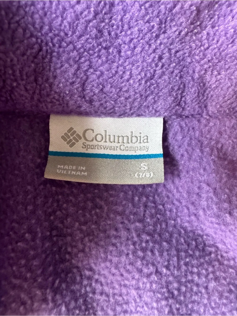 Columbia Girls Purple Fleece Jacket Size 7/8 Small Full Zip Outdoor
